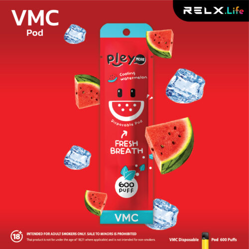 VMC Pod พอต ใหม่ ใช้แล้วทิ้ง 600คำ กลิ่นผลไม้- Watermelon play